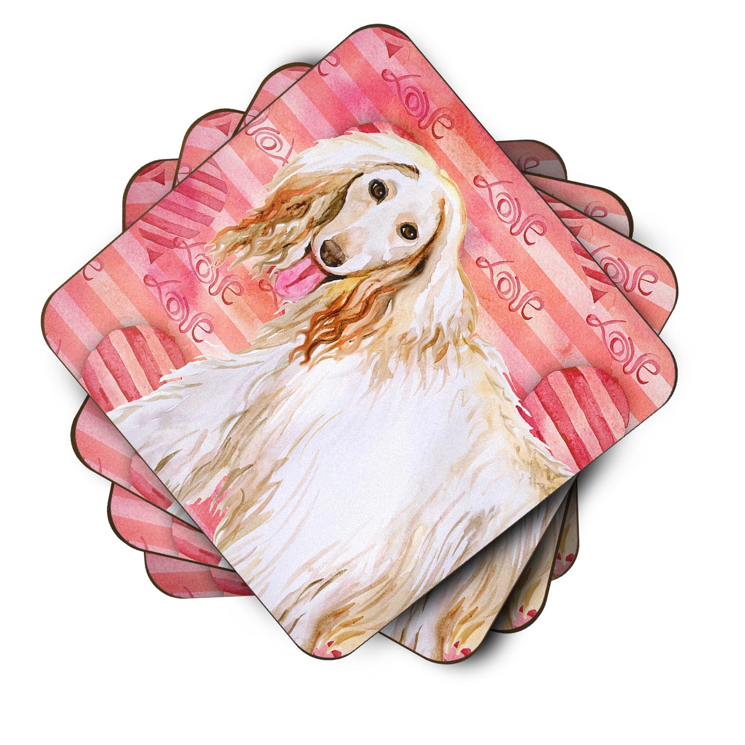 Afghan Hound Love Foam Coasters Set of 4 Cup Coasters for Indoor Outdoor, Tabletop Protection, Anti Slip, Mouse pad Material
