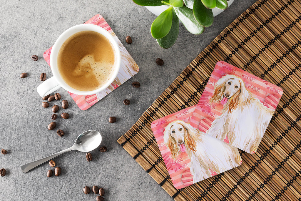 Afghan Hound Love Foam Coasters Set of 4 Cup Coasters for Indoor Outdoor, Tabletop Protection, Anti Slip, Mouse pad Material
