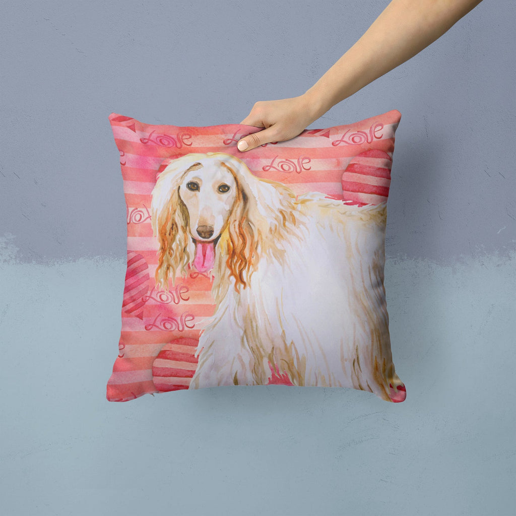 Afghan Hound Love Decorative Throw Pillow 14x14 Indoor Outdoor Accent Cushion, Fabric Cover with Insert for Sofa, Bed, Porch & Living Room