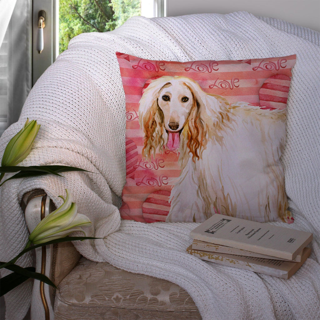 Afghan Hound Love Decorative Throw Pillow 14x14 Indoor Outdoor Accent Cushion, Fabric Cover with Insert for Sofa, Bed, Porch & Living Room