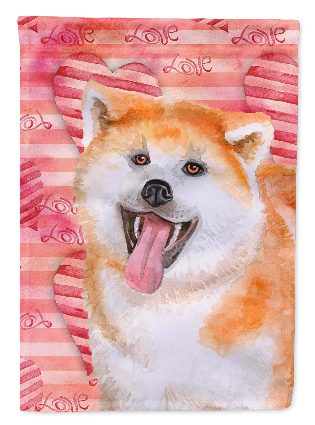 Akita Love House Flag 28x40 Porch Sleeve Pole Decorative Outside Yard Banner Artwork Wall Hanging, Polyester