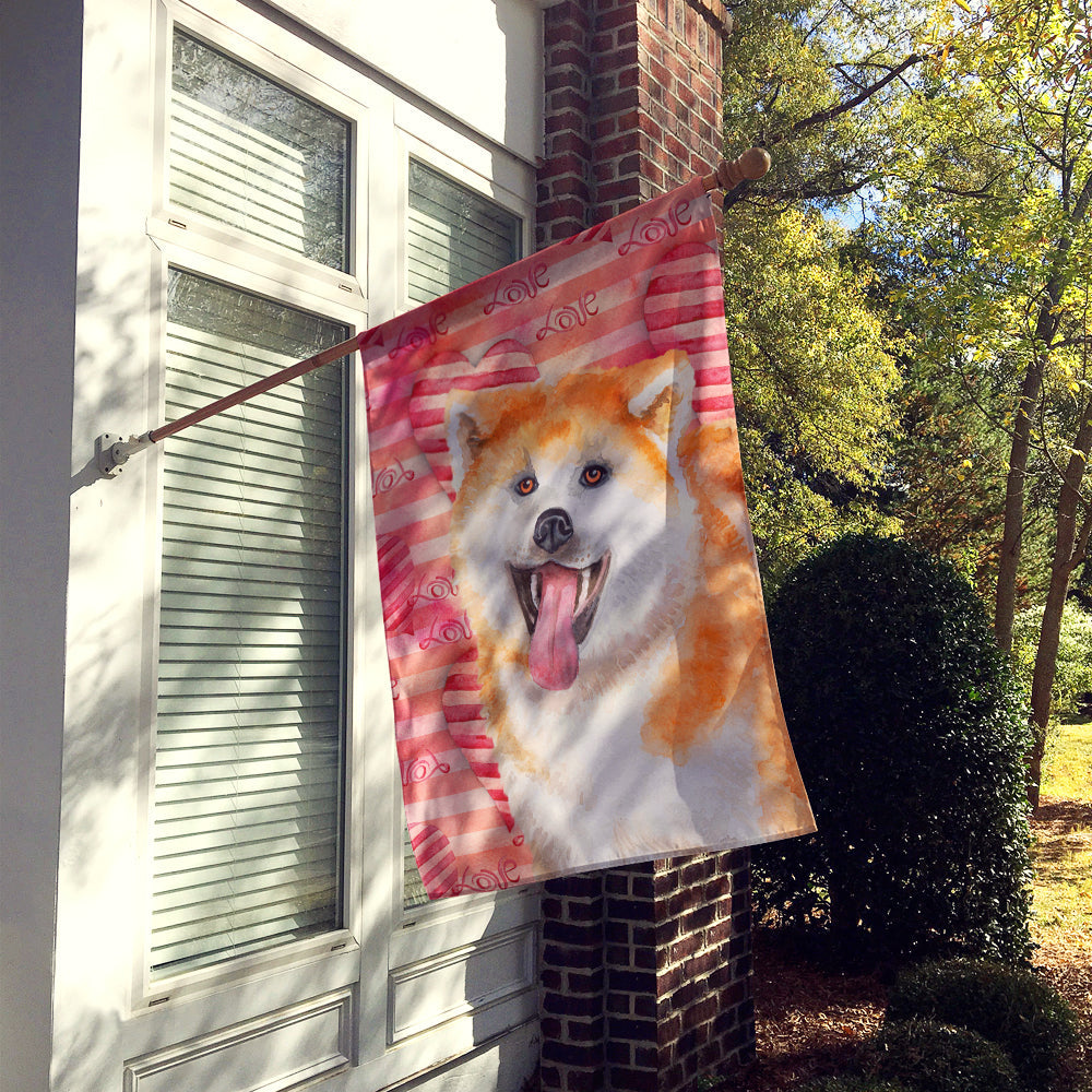 Akita Love House Flag 28x40 Porch Sleeve Pole Decorative Outside Yard Banner Artwork Wall Hanging, Polyester