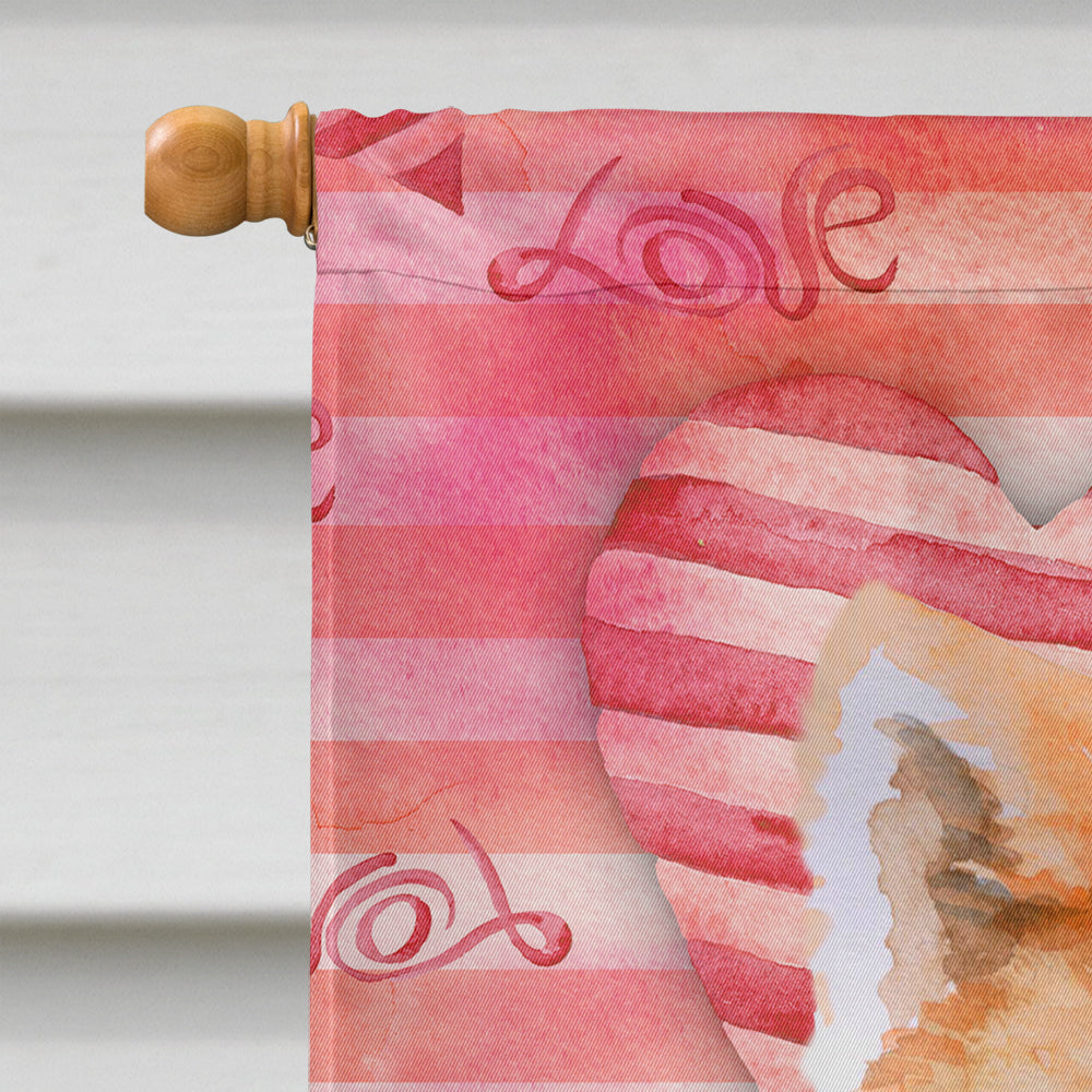 Akita Love House Flag 28x40 Porch Sleeve Pole Decorative Outside Yard Banner Artwork Wall Hanging, Polyester