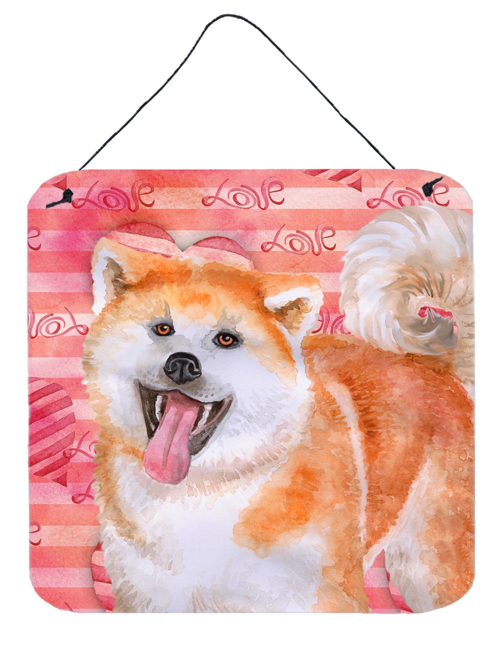 Akita Love Wall or Door Hanging Prints Aluminum Metal Sign Kitchen Wall Bar Bathroom Plaque Home Decor, 6x6, Multicolor