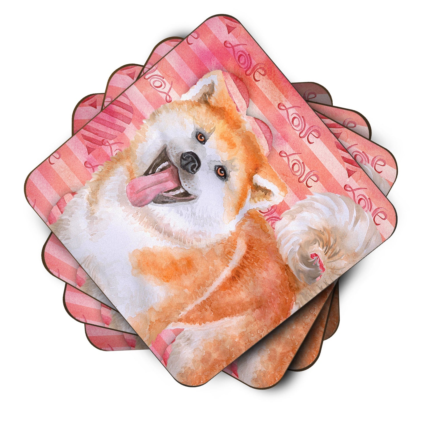 Akita Love Foam Coasters Set of 4 Cup Coasters for Indoor Outdoor, Tabletop Protection, Anti Slip, Mouse pad Material