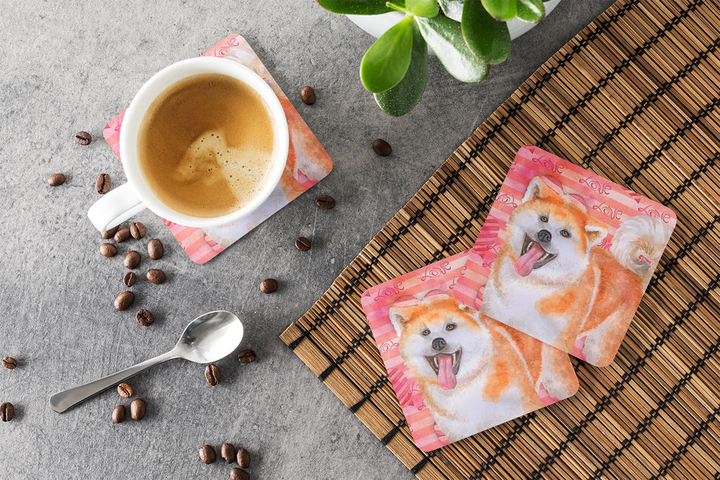 Akita Love Foam Coasters Set of 4 Cup Coasters for Indoor Outdoor, Tabletop Protection, Anti Slip, Mouse pad Material