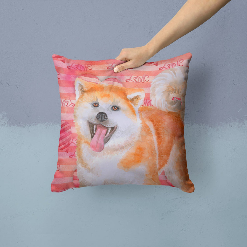 Akita Love Decorative Throw Pillow 14x14 Indoor Outdoor Accent Cushion, Fabric Cover with Insert for Sofa, Bed, Porch & Living Room