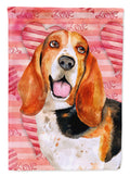 Basset Hound Love House Flag 28x40 Porch Sleeve Pole Decorative Outside Yard Banner Artwork Wall Hanging, Polyester