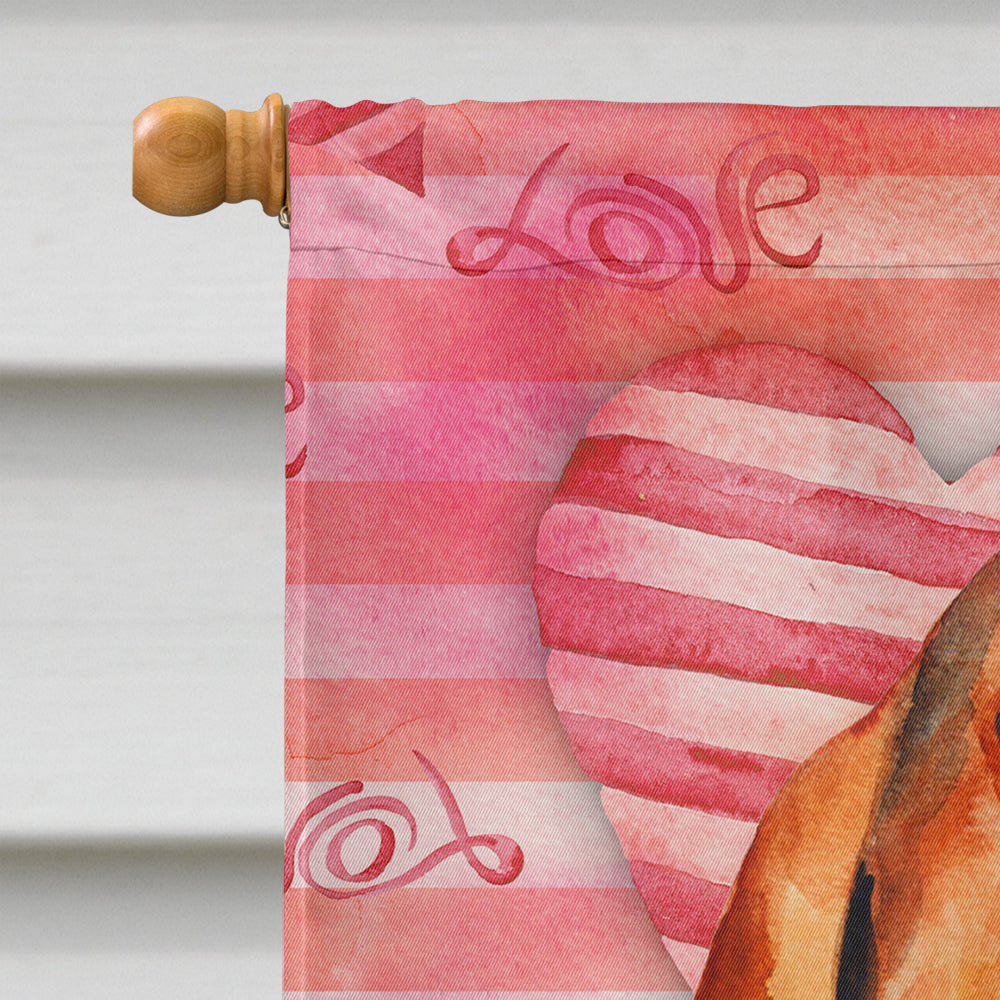 Basset Hound Love House Flag 28x40 Porch Sleeve Pole Decorative Outside Yard Banner Artwork Wall Hanging, Polyester