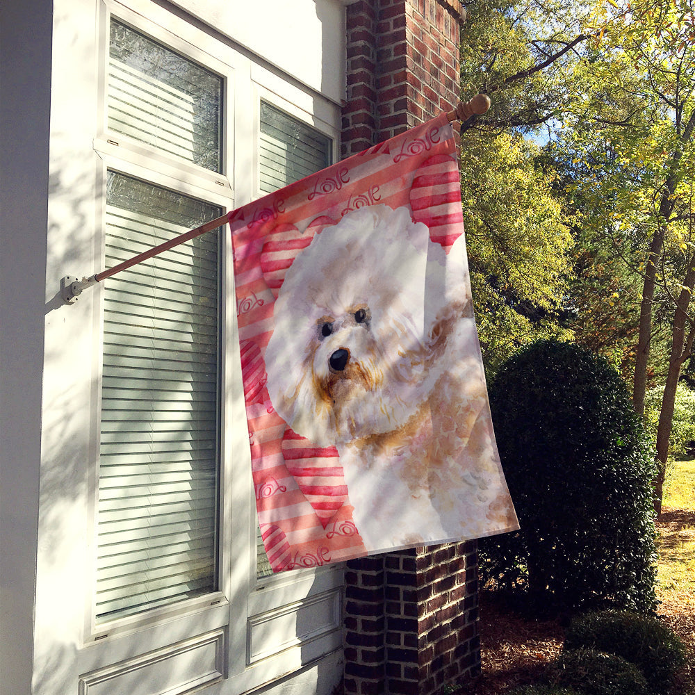 Bichon Frise #2 Love House Flag 28x40 Porch Sleeve Pole Decorative Outside Yard Banner Artwork Wall Hanging, Polyester