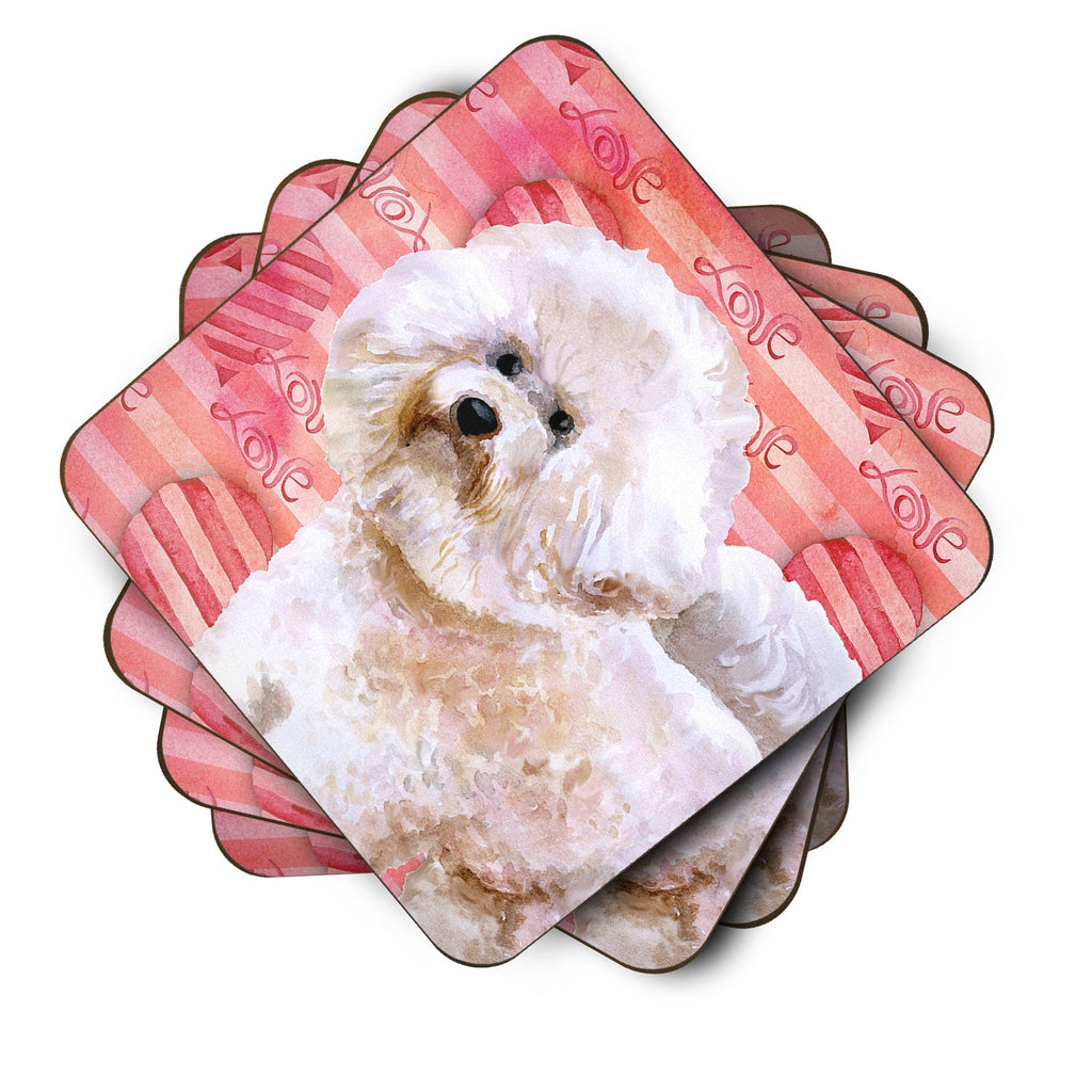 Bichon Frise #2 Love Foam Coasters Set of 4 Cup Coasters for Indoor Outdoor, Tabletop Protection, Anti Slip, Mouse pad Material