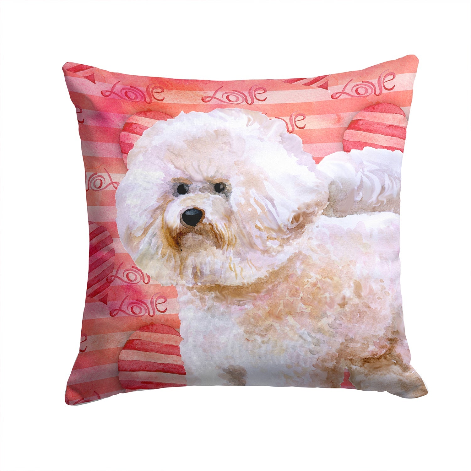 Bichon Frise #2 Love Decorative Throw Pillow 14x14 Indoor Outdoor Accent Cushion, Fabric Cover with Insert for Sofa, Bed, Porch & Living Room