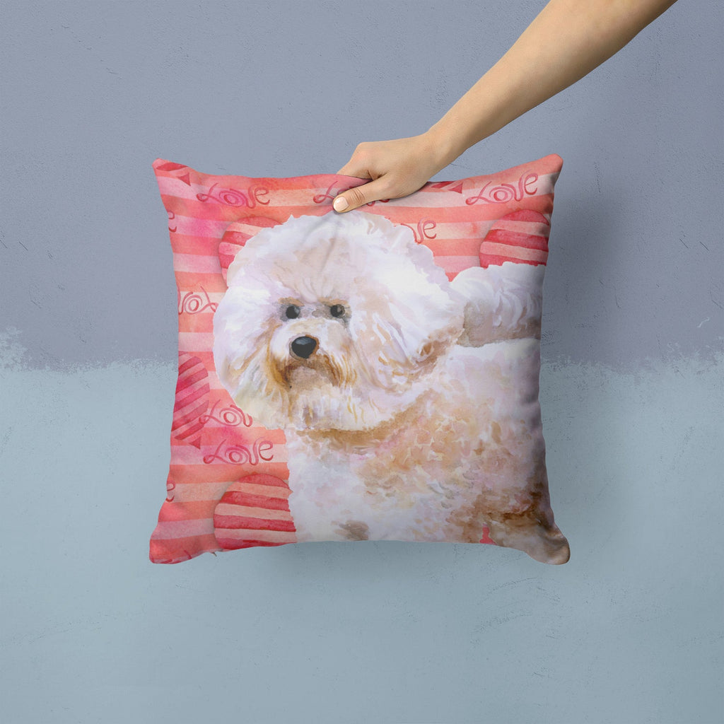 Bichon Frise #2 Love Decorative Throw Pillow 14x14 Indoor Outdoor Accent Cushion, Fabric Cover with Insert for Sofa, Bed, Porch & Living Room