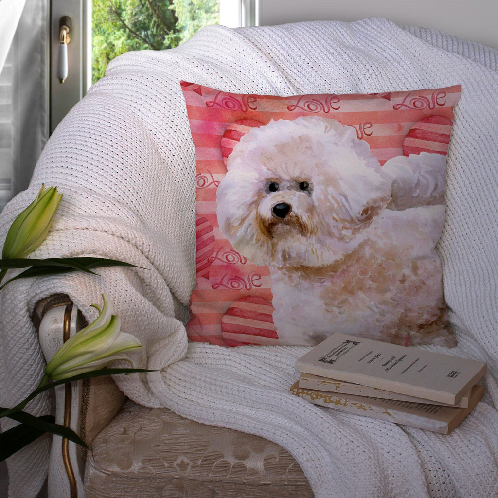 Bichon Frise #2 Love Decorative Throw Pillow 14x14 Indoor Outdoor Accent Cushion, Fabric Cover with Insert for Sofa, Bed, Porch & Living Room