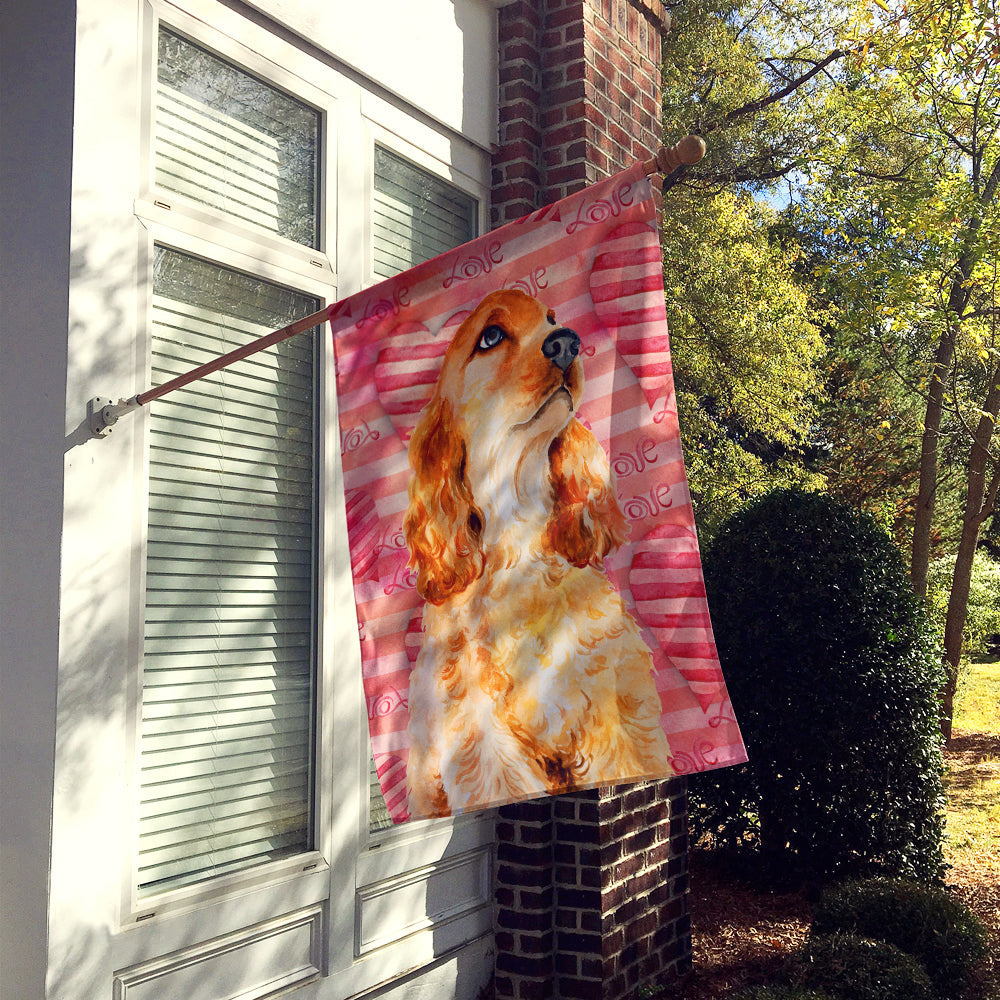 Cocker Spaniel Love House Flag 28x40 Porch Sleeve Pole Decorative Outside Yard Banner Artwork Wall Hanging, Polyester