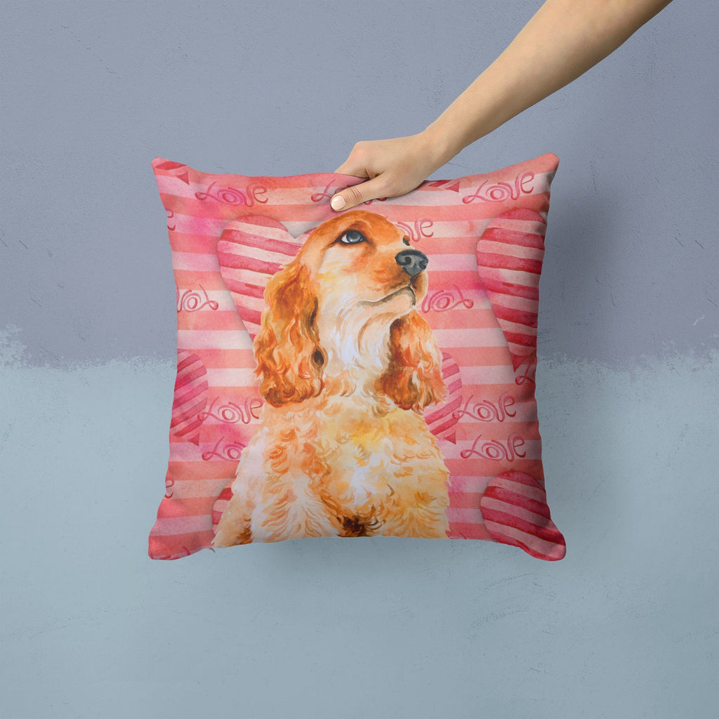 Cocker Spaniel Love Decorative Throw Pillow 14x14 Indoor Outdoor Accent Cushion, Fabric Cover with Insert for Sofa, Bed, Porch & Living Room