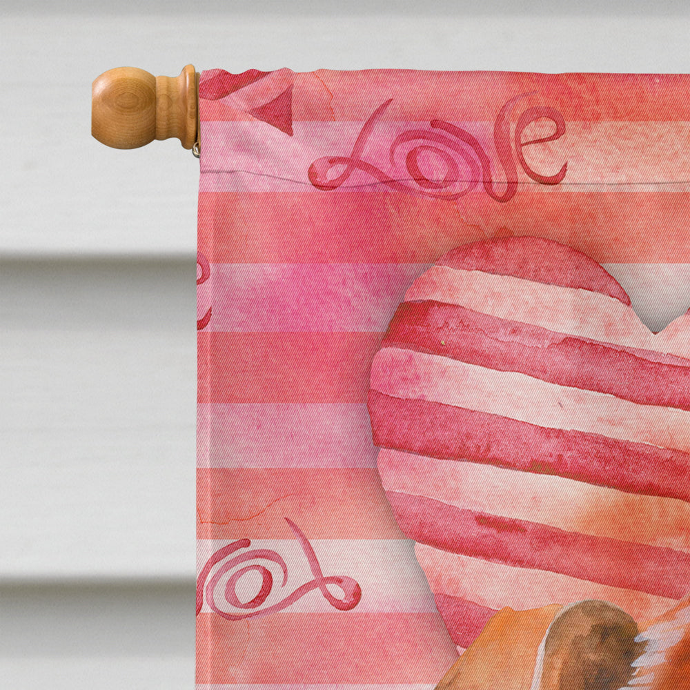 Red Dachshund Love House Flag 28x40 Porch Sleeve Pole Decorative Outside Yard Banner Artwork Wall Hanging, Polyester