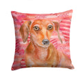 Red Dachshund Love Decorative Throw Pillow 14x14 Indoor Outdoor Accent Cushion, Fabric Cover with Insert for Sofa, Bed, Porch & Living Room