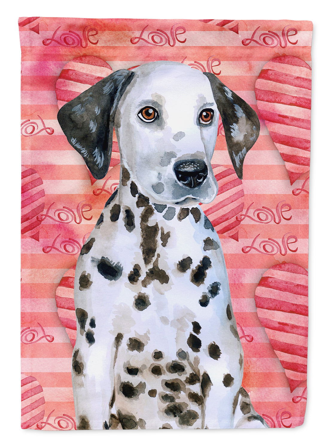 Dalmatian Puppy Love House Flag 28x40 Porch Sleeve Pole Decorative Outside Yard Banner Artwork Wall Hanging, Polyester