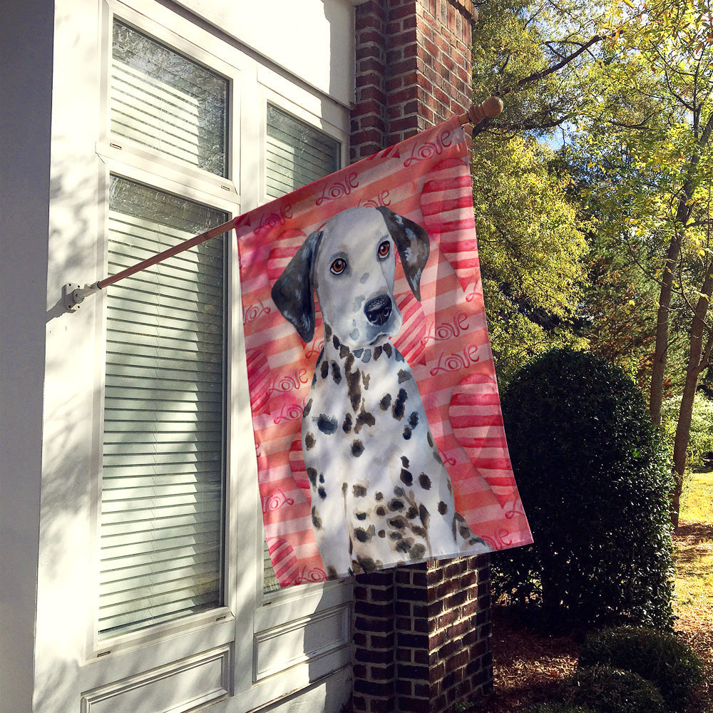 Dalmatian Puppy Love House Flag 28x40 Porch Sleeve Pole Decorative Outside Yard Banner Artwork Wall Hanging, Polyester