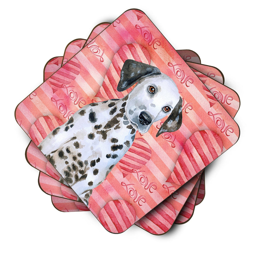 Dalmatian Puppy Love Foam Coasters Set of 4 Cup Coasters for Indoor Outdoor, Tabletop Protection, Anti Slip, Mouse pad Material