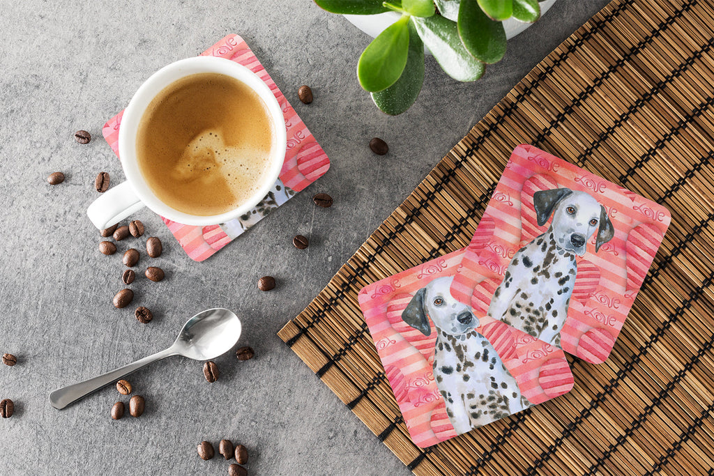 Dalmatian Puppy Love Foam Coasters Set of 4 Cup Coasters for Indoor Outdoor, Tabletop Protection, Anti Slip, Mouse pad Material