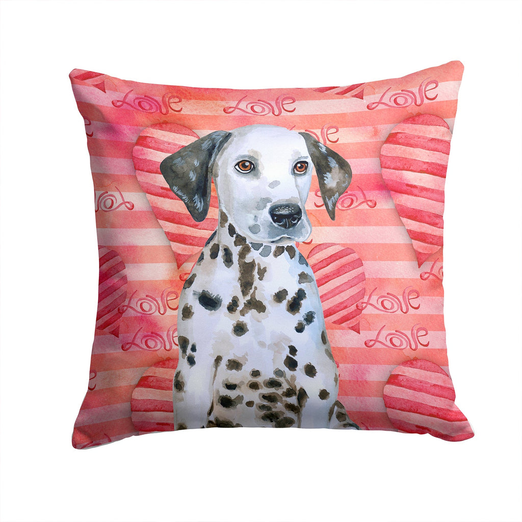 Dalmatian Puppy Love Decorative Throw Pillow 14x14 Indoor Outdoor Accent Cushion, Fabric Cover with Insert for Sofa, Bed, Porch & Living Room