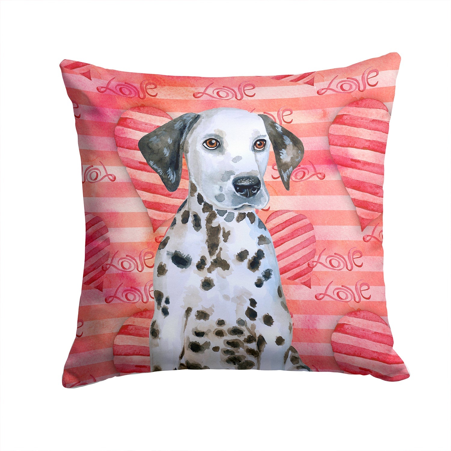 Dalmatian Puppy Love Decorative Throw Pillow 14x14 Indoor Outdoor Accent Cushion, Fabric Cover with Insert for Sofa, Bed, Porch & Living Room