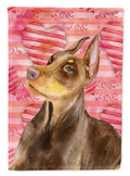 Doberman Pinscher Love House Flag 28x40 Porch Sleeve Pole Decorative Outside Yard Banner Artwork Wall Hanging, Polyester