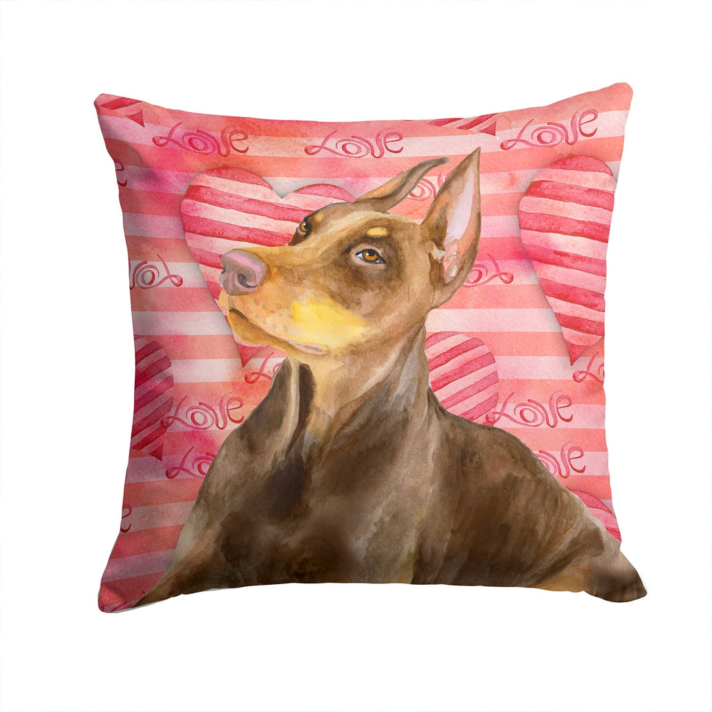 Doberman Pinscher Love Decorative Throw Pillow 14x14 Indoor Outdoor Accent Cushion, Fabric Cover with Insert for Sofa, Bed, Porch & Living Room