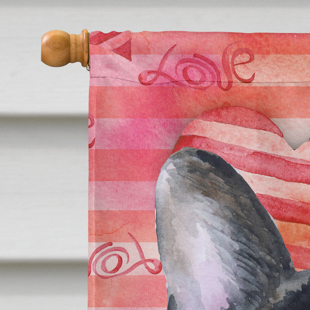 French Bulldog Black White Love House Flag 28x40 Porch Sleeve Pole Decorative Outside Yard Banner Artwork Wall Hanging, Polyester