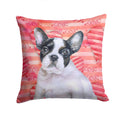 French Bulldog Black White Love Decorative Throw Pillow 14x14 Indoor Outdoor Accent Cushion, Fabric Cover with Insert for Sofa, Bed, Porch & Living Room