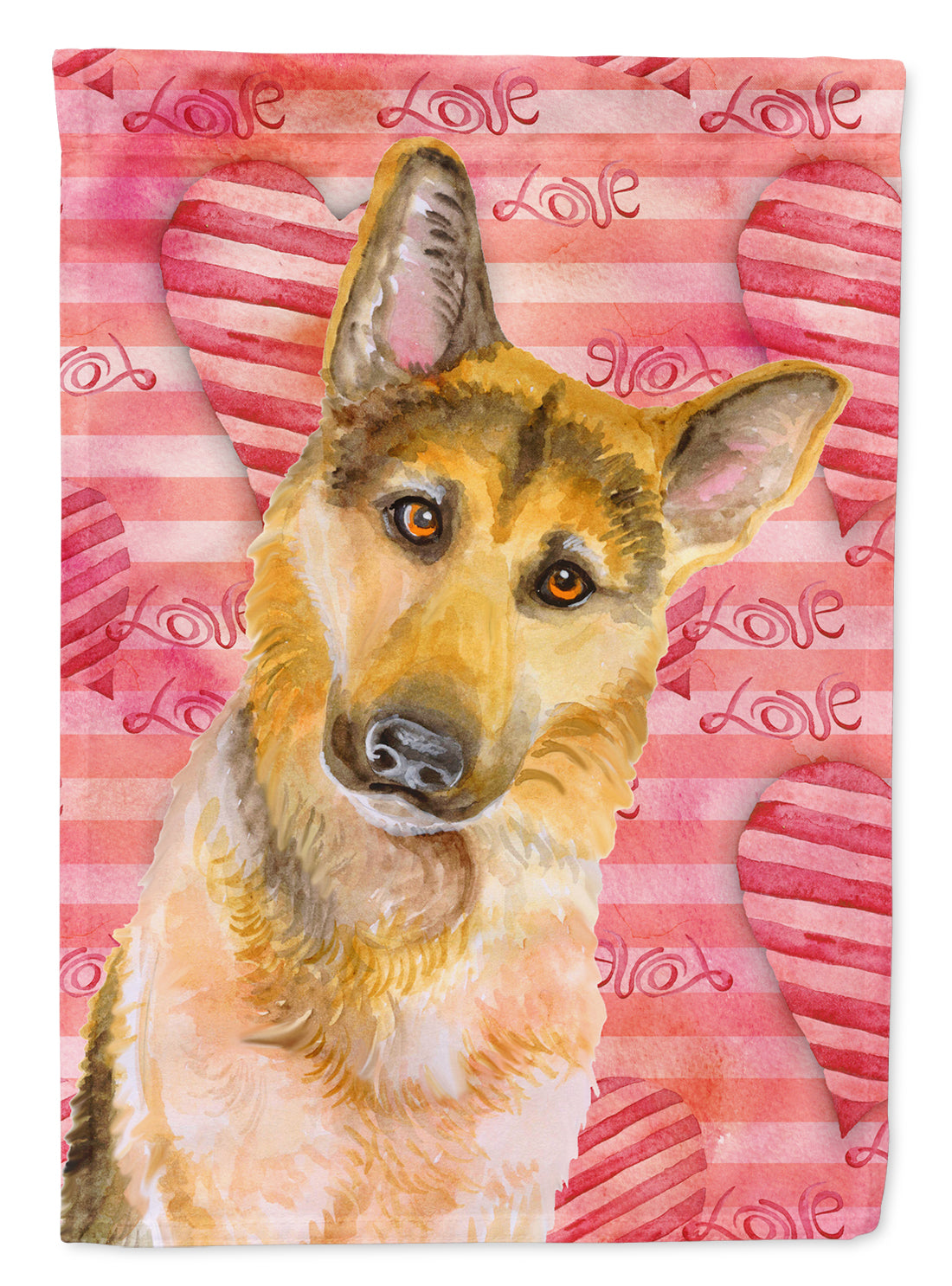 German Shepherd #2 Love House Flag 28x40 Porch Sleeve Pole Decorative Outside Yard Banner Artwork Wall Hanging, Polyester