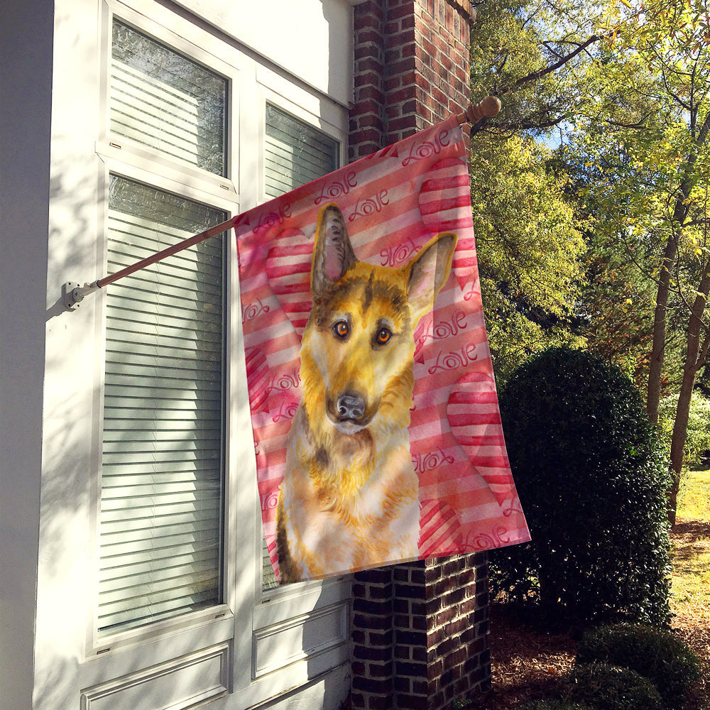 German Shepherd #2 Love House Flag 28x40 Porch Sleeve Pole Decorative Outside Yard Banner Artwork Wall Hanging, Polyester