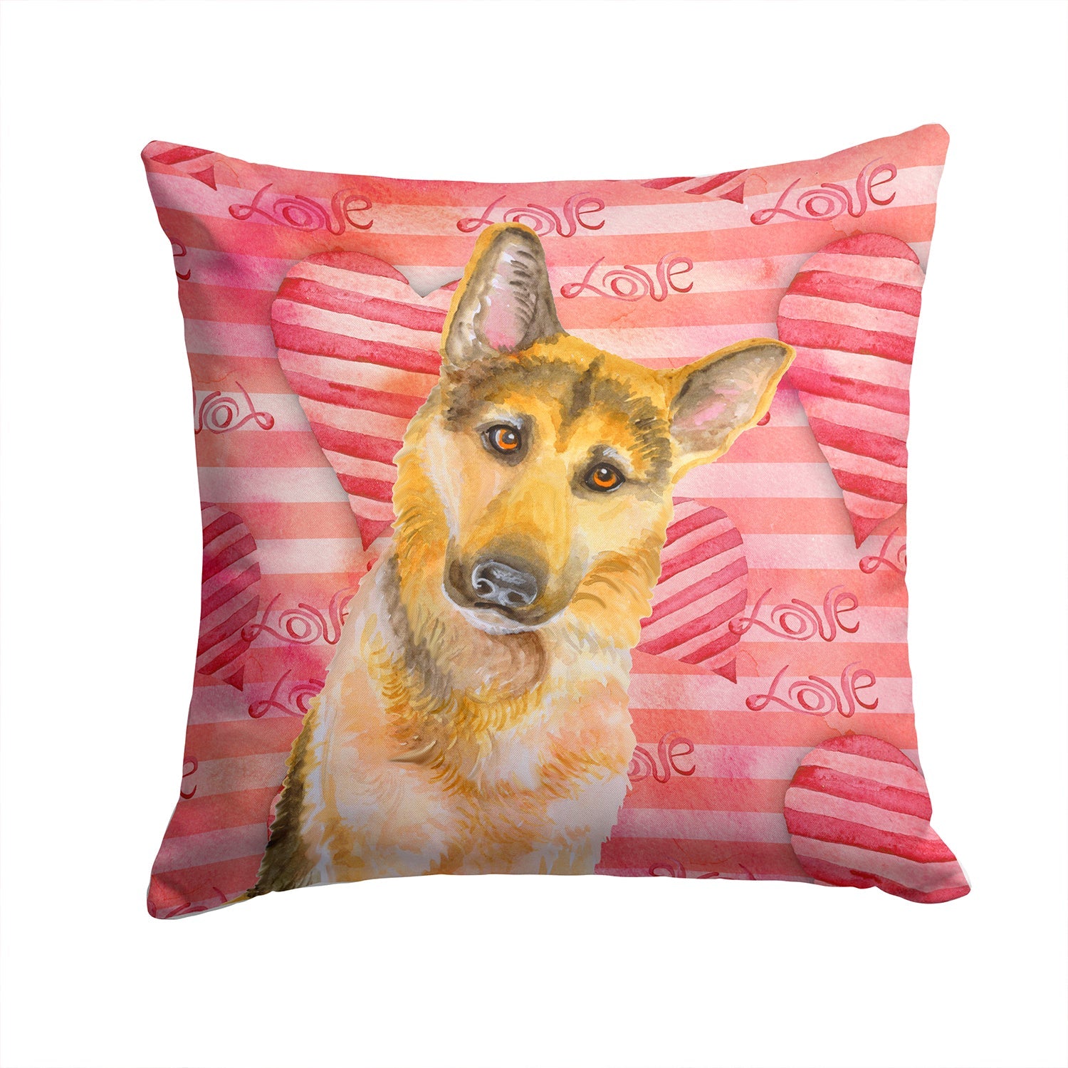 German Shepherd #2 Love Decorative Throw Pillow 14x14 Indoor Outdoor Accent Cushion, Fabric Cover with Insert for Sofa, Bed, Porch & Living Room