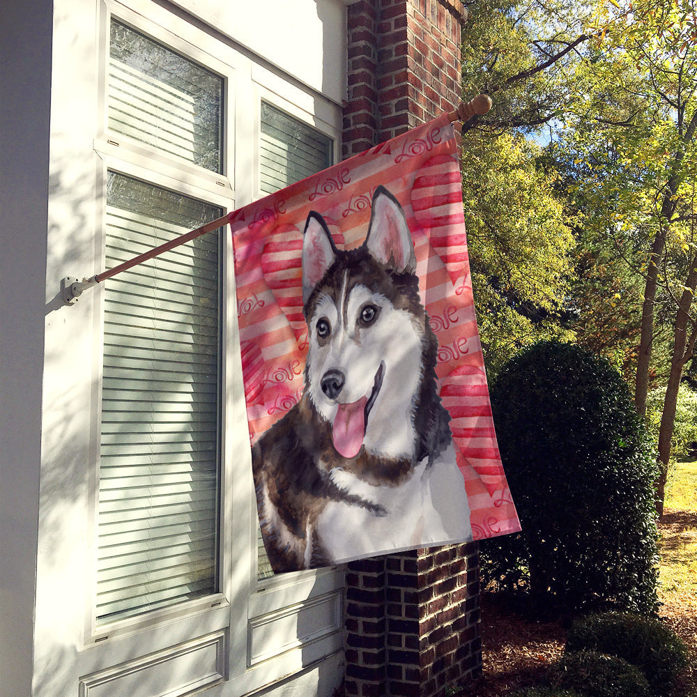 Siberian Husky #2 Love House Flag 28x40 Porch Sleeve Pole Decorative Outside Yard Banner Artwork Wall Hanging, Polyester
