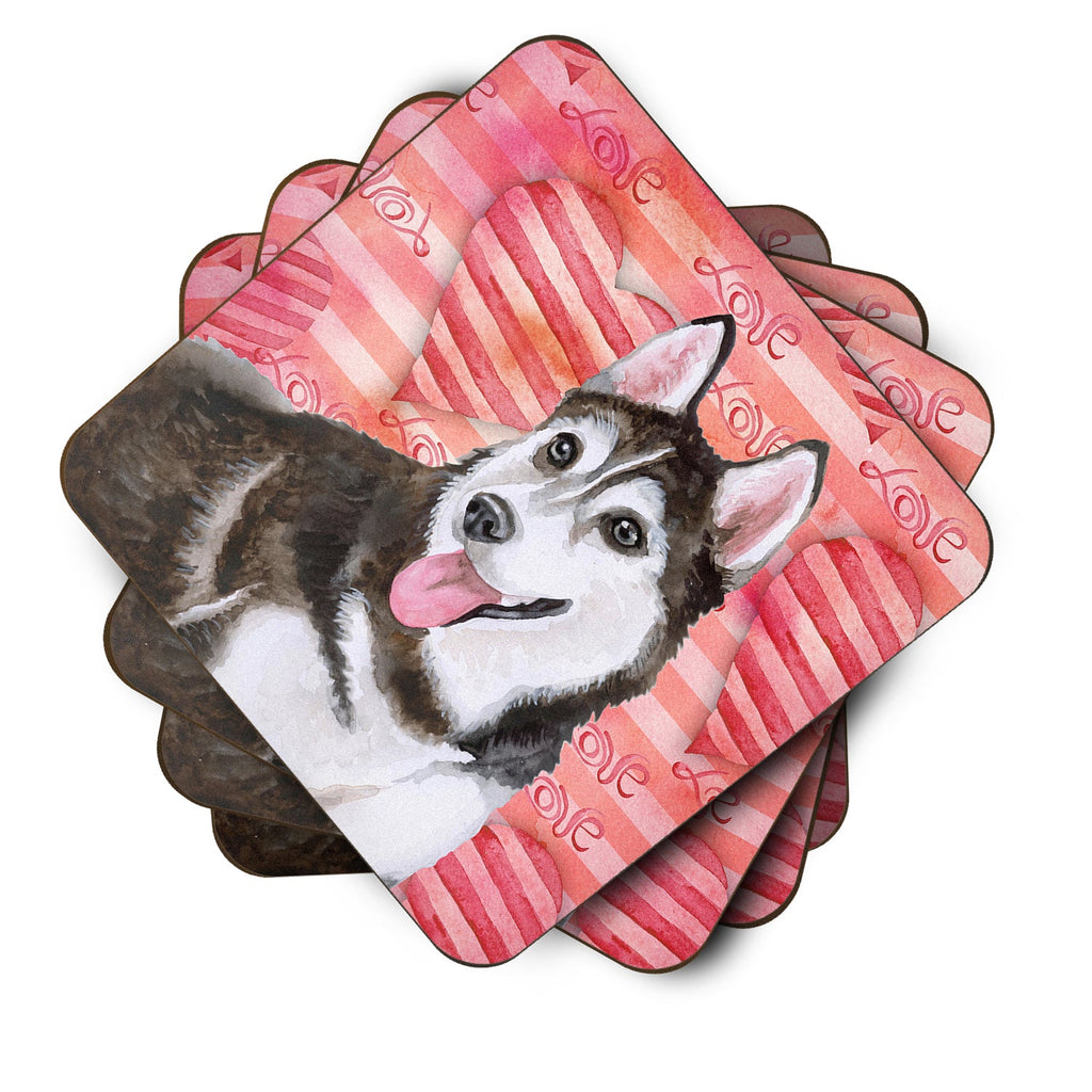 Siberian Husky #2 Love Foam Coasters Set of 4 Cup Coasters for Indoor Outdoor, Tabletop Protection, Anti Slip, Mouse pad Material