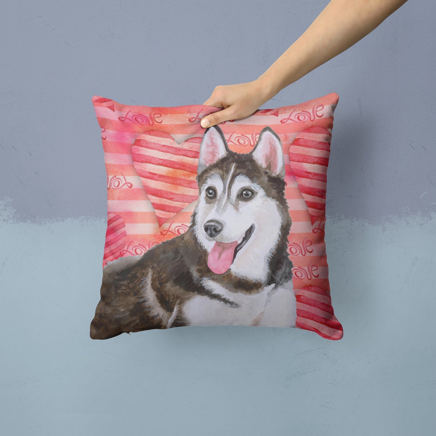 Siberian Husky #2 Love Decorative Throw Pillow 14x14 Indoor Outdoor Accent Cushion, Fabric Cover with Insert for Sofa, Bed, Porch & Living Room