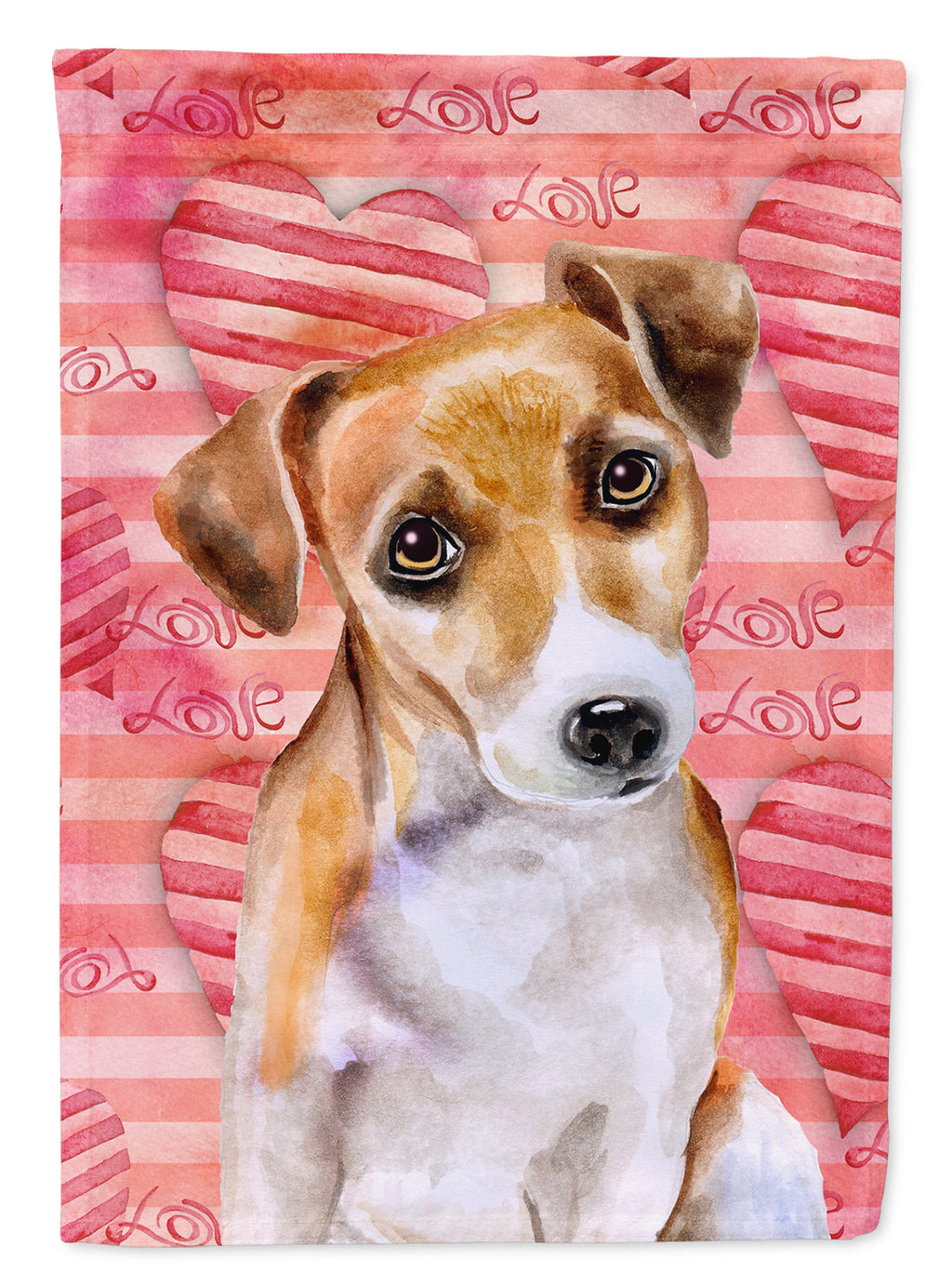 Jack Russell Terrier #2 Love House Flag 28x40 Porch Sleeve Pole Decorative Outside Yard Banner Artwork Wall Hanging, Polyester