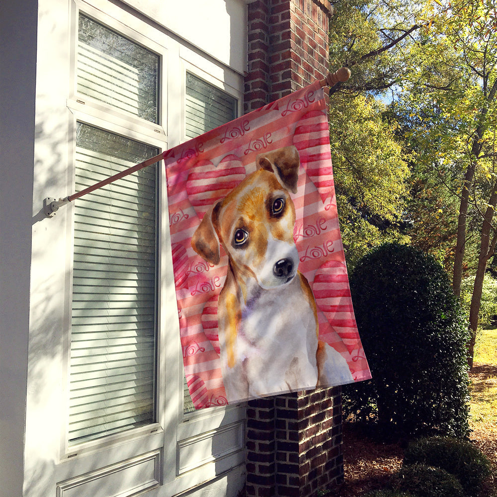 Jack Russell Terrier #2 Love House Flag 28x40 Porch Sleeve Pole Decorative Outside Yard Banner Artwork Wall Hanging, Polyester