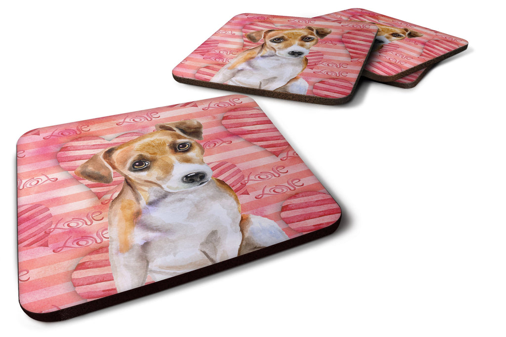 Jack Russell Terrier #2 Love Foam Coasters Set of 4 Cup Coasters for Indoor Outdoor, Tabletop Protection, Anti Slip, Mouse pad Material