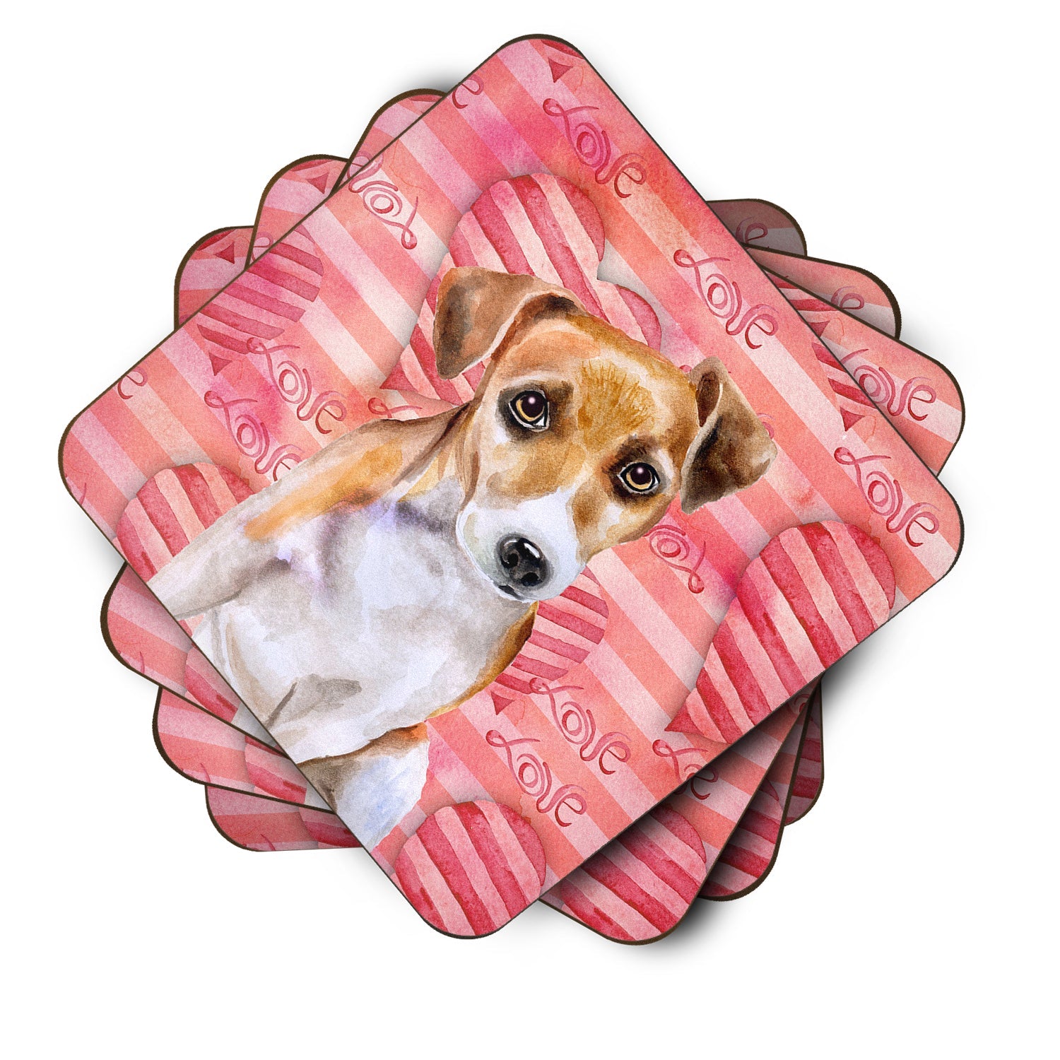 Jack Russell Terrier #2 Love Foam Coasters Set of 4 Cup Coasters for Indoor Outdoor, Tabletop Protection, Anti Slip, Mouse pad Material