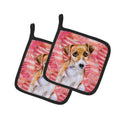 Jack Russell Terrier #2 Love Pot Holder Set of 2 Heat Resistant Quilted Hot Pads 7.5 x 7.5 Inch, Insulated Kitchen Trivets for Cooking & Baking