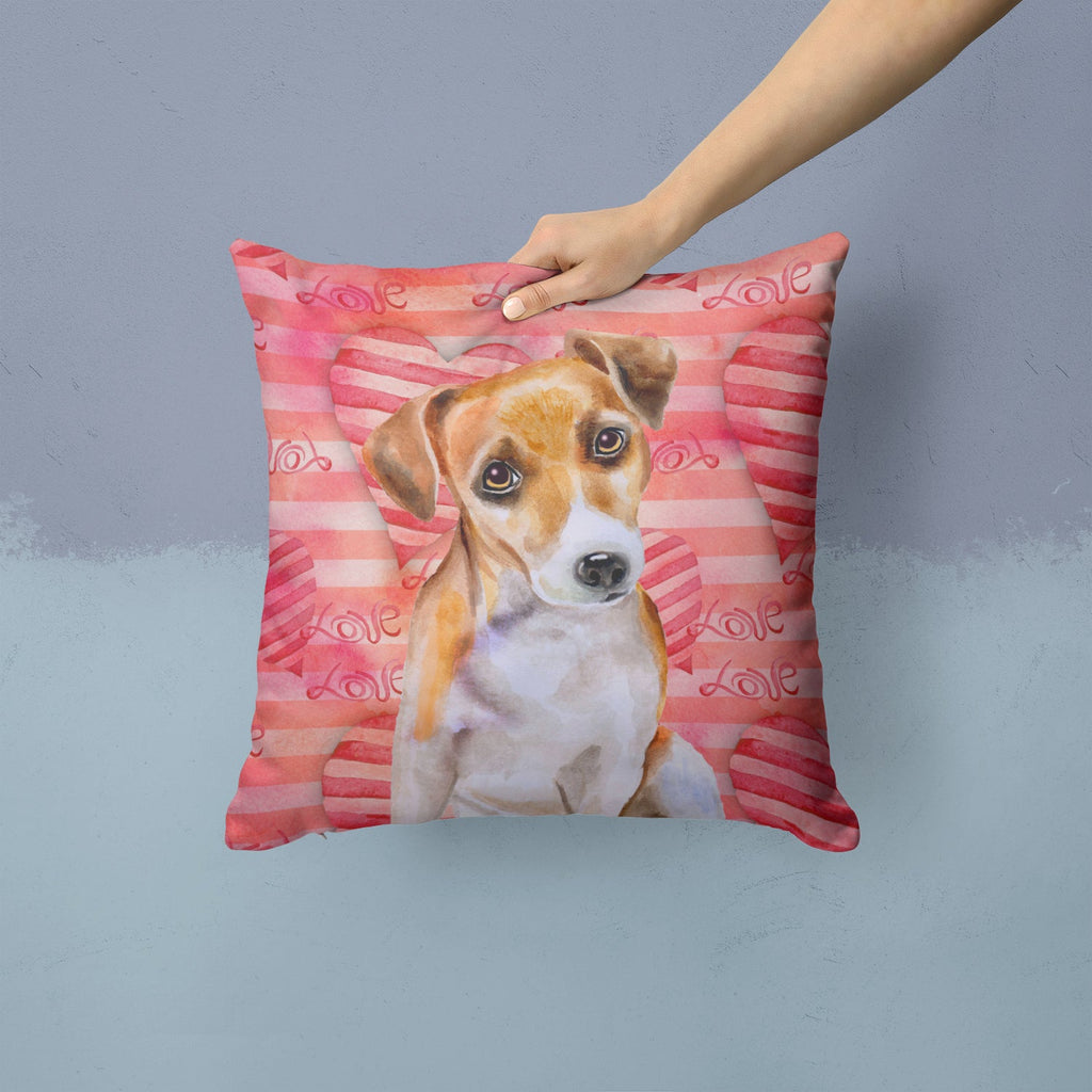 Jack Russell Terrier #2 Love Decorative Throw Pillow 14x14 Indoor Outdoor Accent Cushion, Fabric Cover with Insert for Sofa, Bed, Porch & Living Room