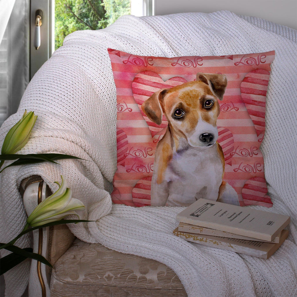 Jack Russell Terrier #2 Love Decorative Throw Pillow 14x14 Indoor Outdoor Accent Cushion, Fabric Cover with Insert for Sofa, Bed, Porch & Living Room