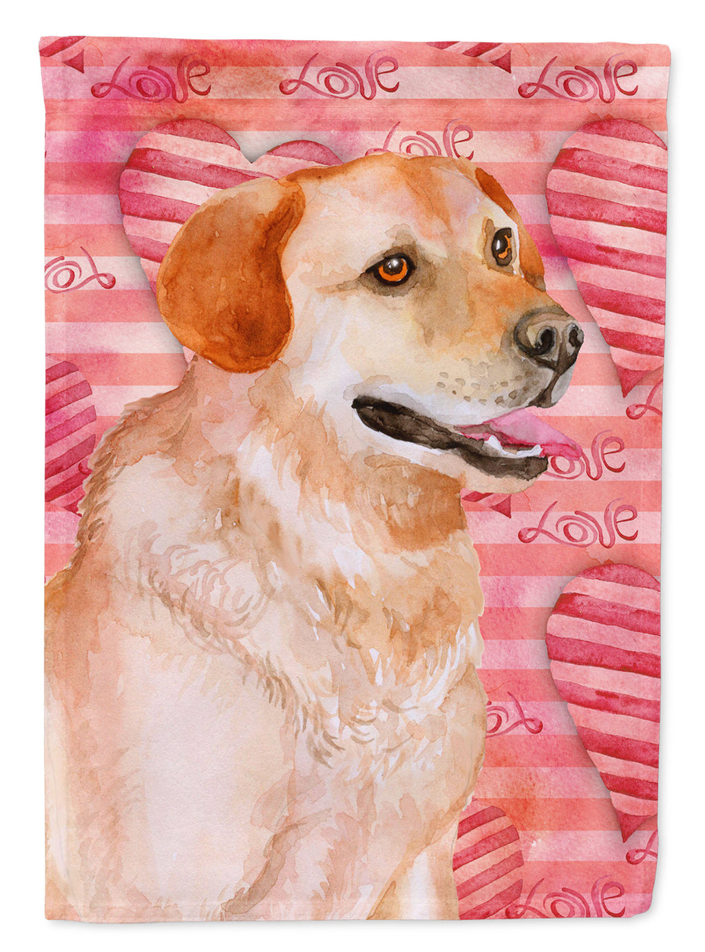 Labrador Retriever Love House Flag 28x40 Porch Sleeve Pole Decorative Outside Yard Banner Artwork Wall Hanging, Polyester