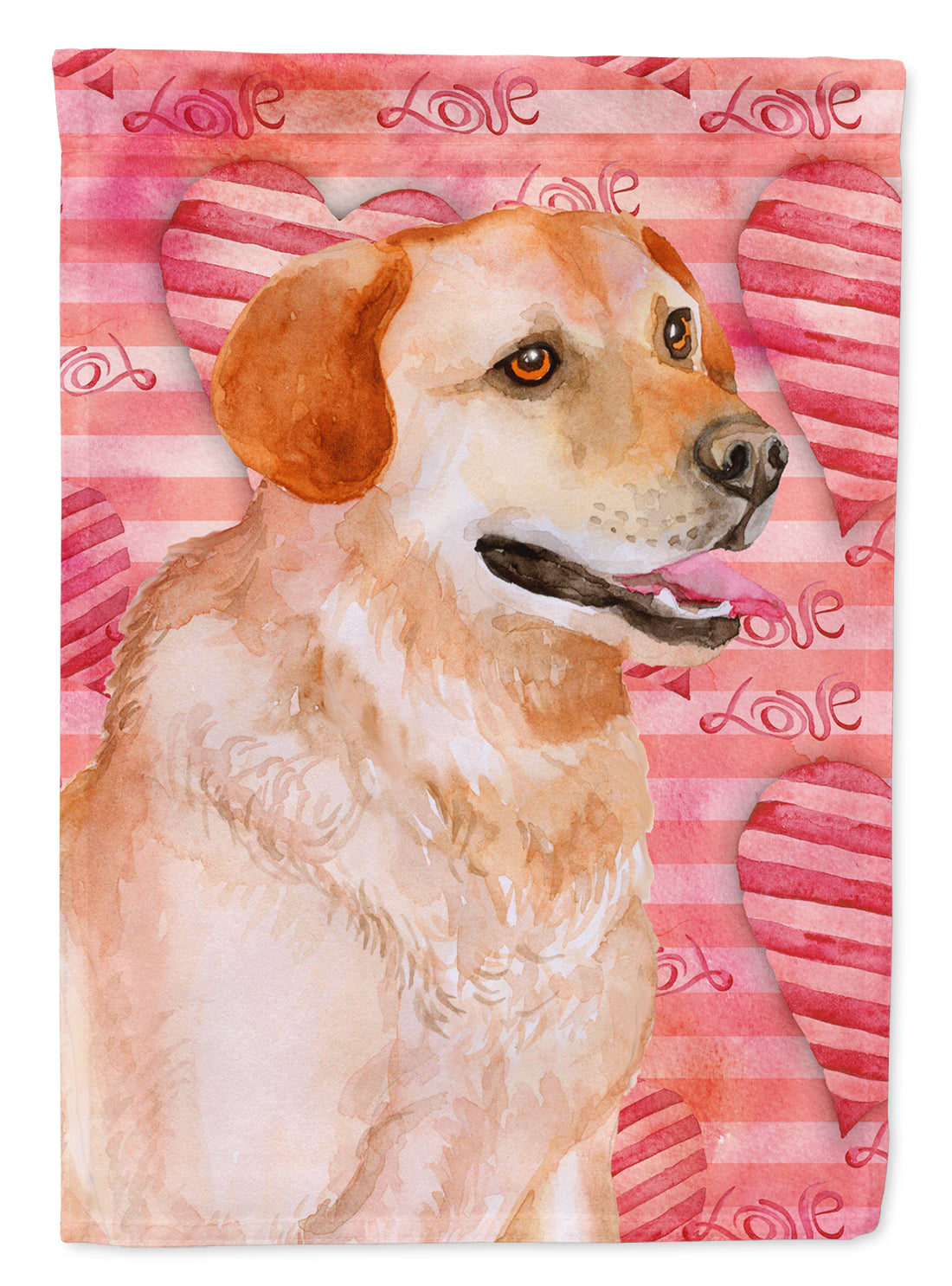 Labrador Retriever Love House Flag 28x40 Porch Sleeve Pole Decorative Outside Yard Banner Artwork Wall Hanging, Polyester