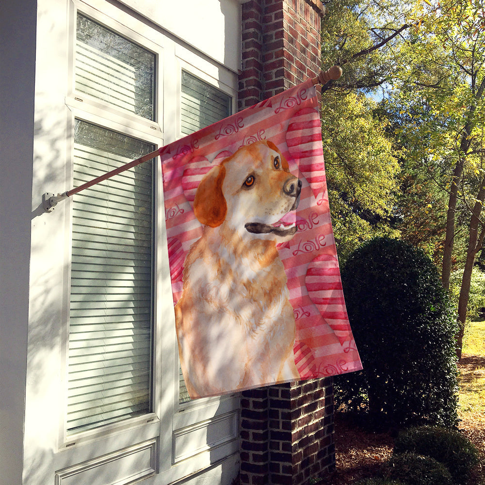 Labrador Retriever Love House Flag 28x40 Porch Sleeve Pole Decorative Outside Yard Banner Artwork Wall Hanging, Polyester