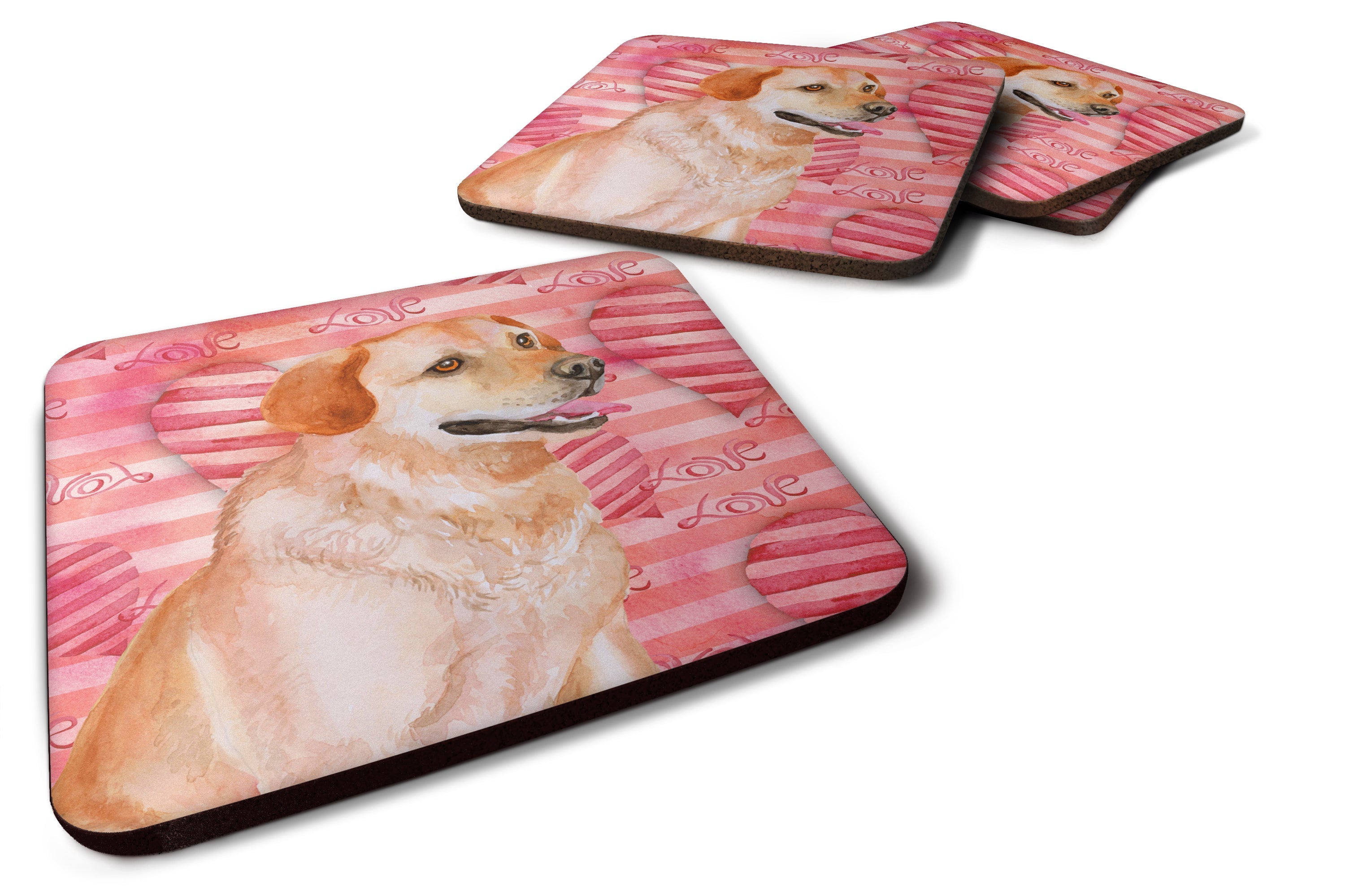 Labrador Retriever Love Foam Coasters Set of 4 Cup Coasters for Indoor Outdoor, Tabletop Protection, Anti Slip, Mouse pad Material