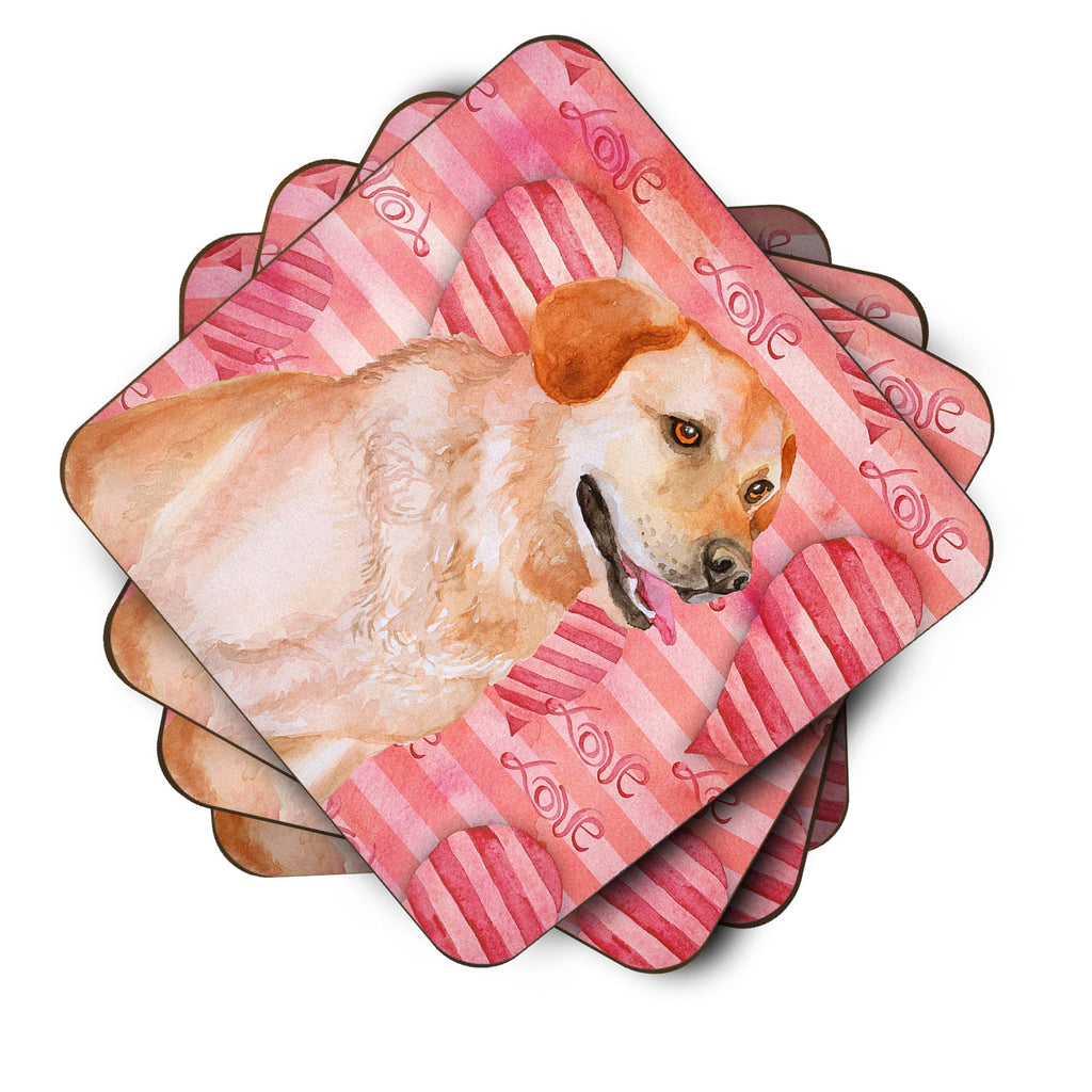 Labrador Retriever Love Foam Coasters Set of 4 Cup Coasters for Indoor Outdoor, Tabletop Protection, Anti Slip, Mouse pad Material